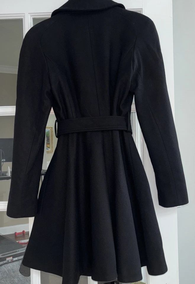 Trench coat Ted Baker Albine falda completa mezcla de lana con cinturón negro talla 3 EE. UU. talla 6-8 Foto 2 de 4
