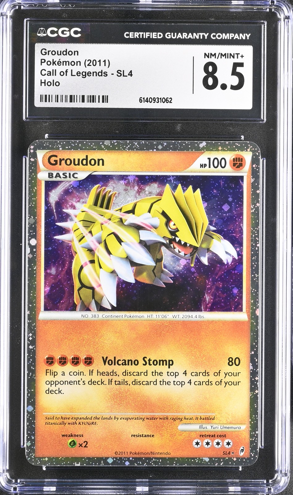 CGC 8.5 NM/MINT+ Groudon SL4 Call Of Legends Holo Pokemon Card