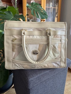 Damen Handtasche Beige Patchwork   Vintage Style, geräumig