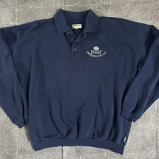Men's Vintage 90's Piaget Watch VIP Navy Blue Pullover Collared Sweatshirt Sz XL