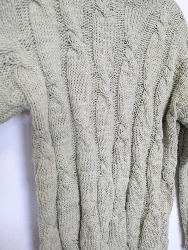 Pastiche Cable Knit Sweater Womens Size M Green Alpaca Wool Fisherman Grandpa - Image 4 of 4