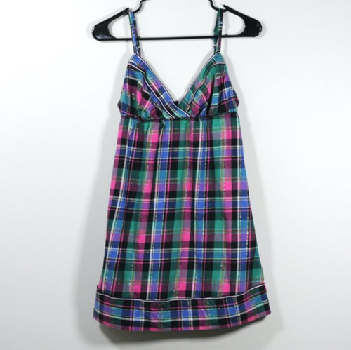 Victoria's Secret Plaid Multi-Colored Flannel Sleeveless Babydoll Top