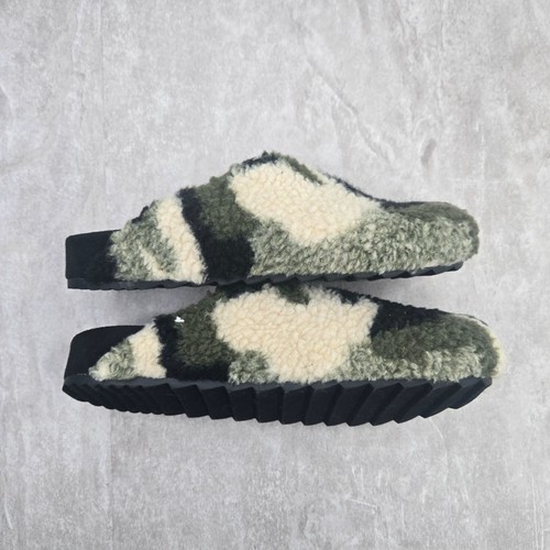 SM Sherpa Clog Shoes Size 8 Green Black Camo Faux Fur Comfort Slipper House Shoe - Picture 6 of 10