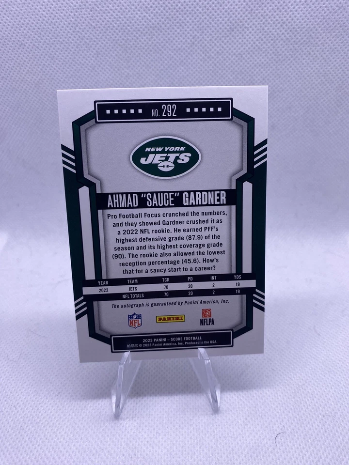 2023 Score Ahmad "Sauce" Gardner RC  #292 Auto Signatures Jets - Colts  - Image 2 of 2