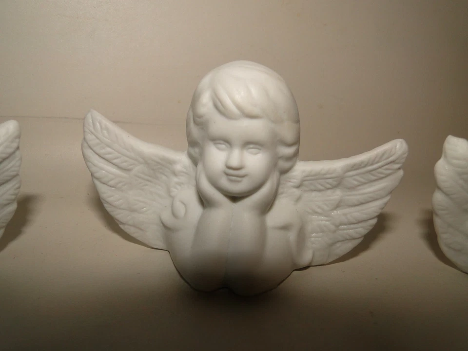 Juego de 3 querubines ángel de cerámica, blanco Foto 3 de 4