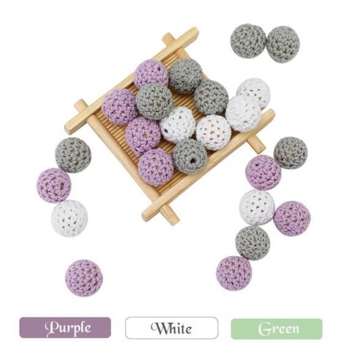 20x Crochet Wooden Beads Baby Nursing Chewable Beads For Pacifier Chain DIY - Picture 11 of 26