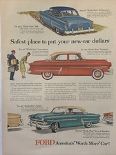 1953 Vintage Ford Automobile Print Ad Safest Place To Put Your New-car Dollars