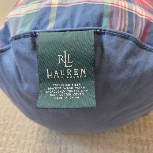 Polo Ralph Lauren Pillow Blue Red Garrison Plaid Large Bolster Body 48" Long LRL - Picture 4 of 11
