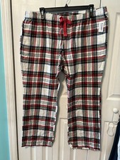 Old Navy Womens Mid Rise Red White Multicolor Plaid Flannel Pajama Pants Size 2X