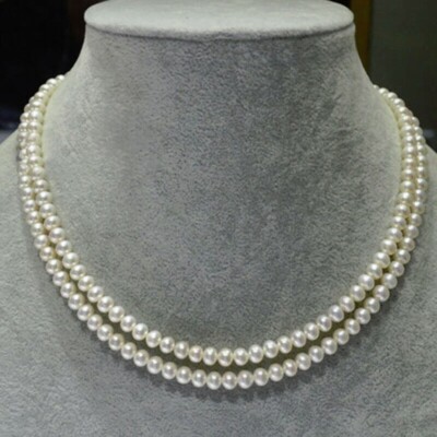 Vintage  Akoya Real Pearl Necklace 5-6mm Pearls35'' 14k Gold P