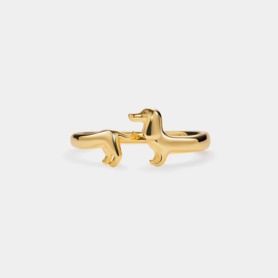Dachshund Dog Stacking Band Ring in 925 Sterling Silver