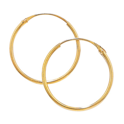 Creolen 9 kt Gelbgold 15 mm aufklappbar mit luxuriöser natürlicher Kiefer Geschenkbox