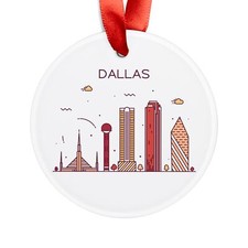 DALLAS TEXAS Skyline, American Travel, Personalized Round Acrylic Ornament Gift