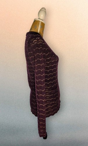 SAKS FIFTH AVENUE Cardigan Sweater CASHMERE WOOL Sz Medium RAISIN FLAX NWT - Picture 3 of 10