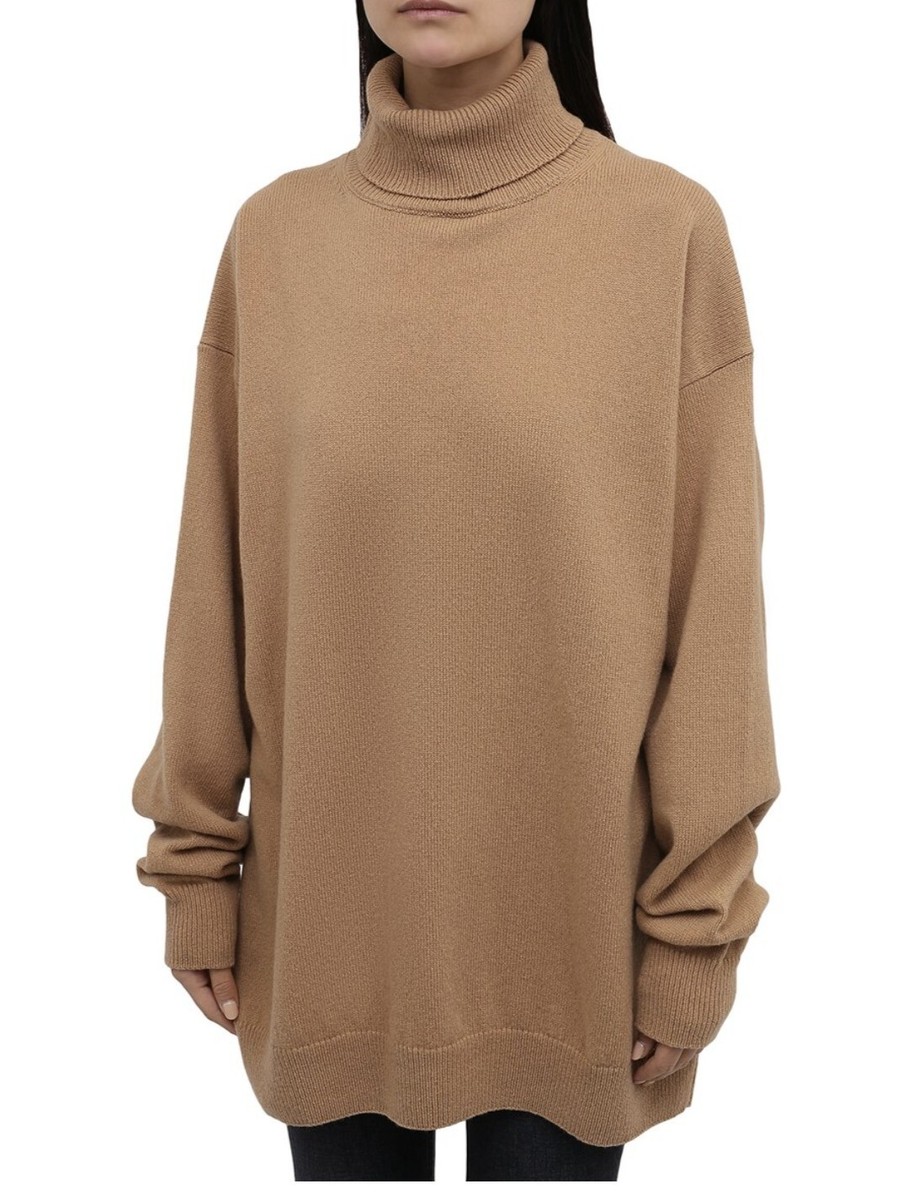 Dries Van Noten Turtleneck Oversized Wool Sweater Camel Size XS