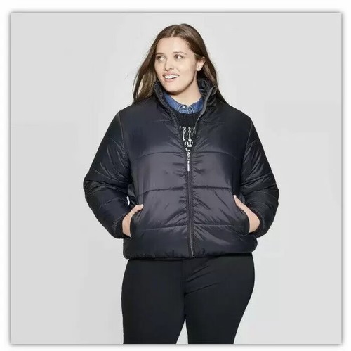 Plus Size Puffer Jacket Solid 