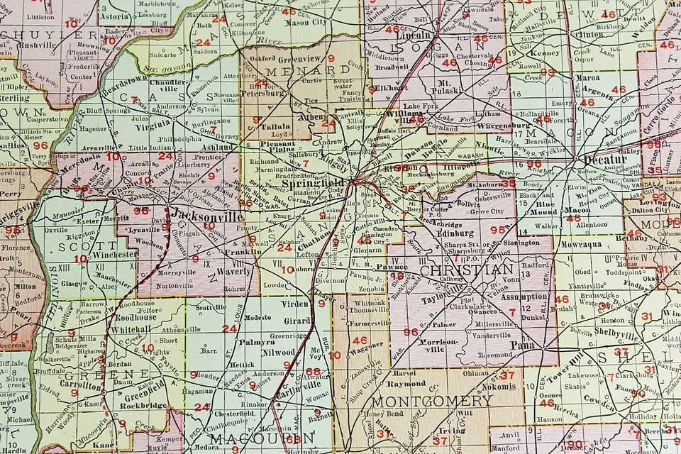 Карта штата Иллинойс Рэнд МакНалли 1901 железная дорога RR бизнес-город большой портфель - Изображение 4 из 4