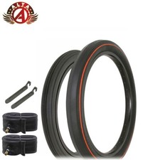 SCHWINN STYLE BICYCLE 16X1-3/4 S7 & 20X2.125 S2 WIDE SLICK RED LINE TIRE 6PC SET