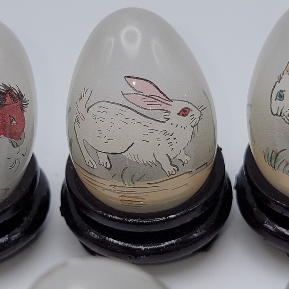Vintage Japanese Zodiac Hand Painted Glass Eggs Painted Inside Egg