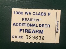 ICOLLECTZONE US West Virginia 1986 Resident Firearm Class R Stamp VF NH