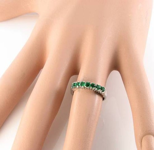 9CT WHITE GOLD TSAVORITE GARNET ETERNITY BAND 9K RING FREE RESIZE - Picture 5 of 5
