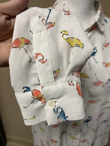 Women’s Next Flamingo Print Button Long Sleeve Shirt Size 12 - Picture 5 of 9