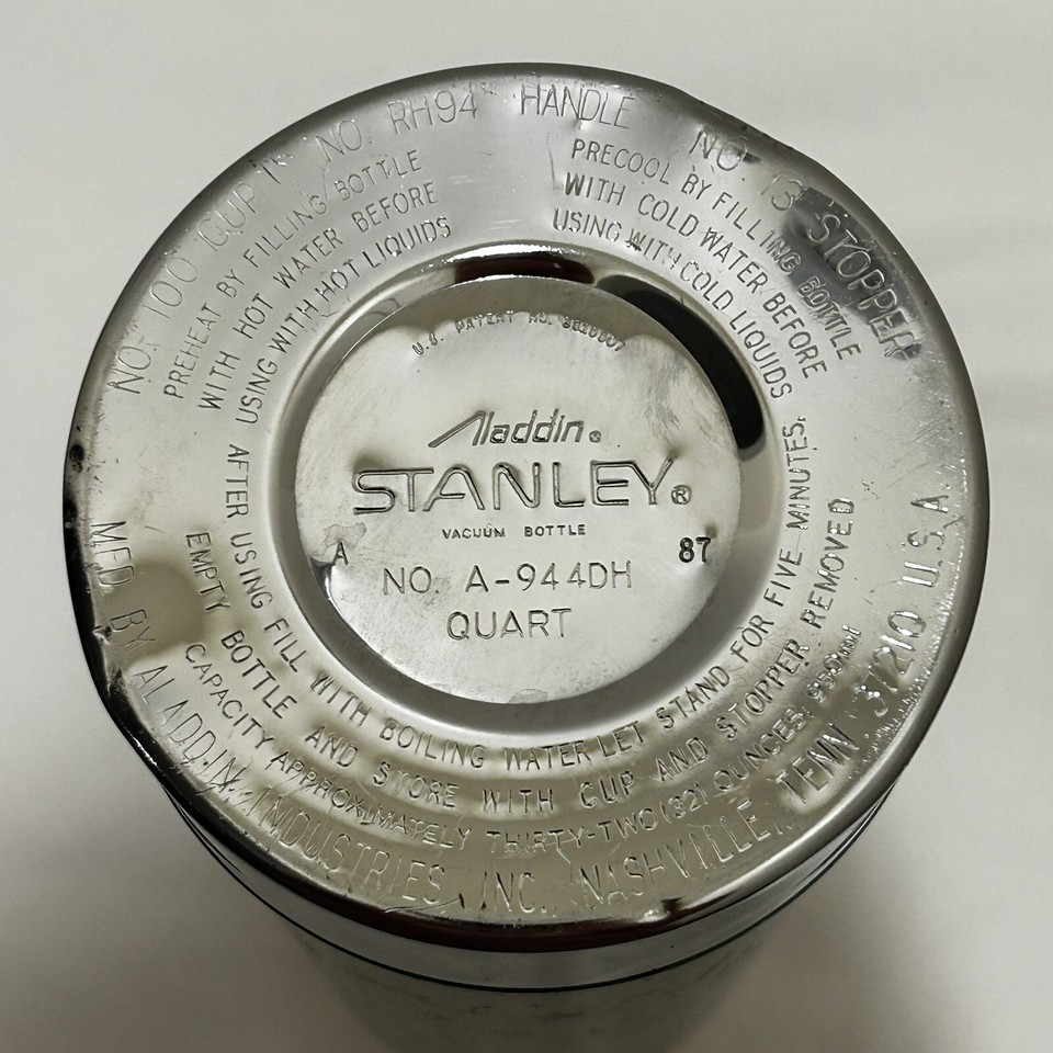Vintage Aladdin Stanley 1QT Thermos Green A944DH Made In USA 1987 eBay