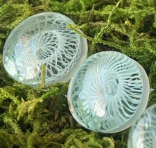 PAIR White Spiral Weave Design Pyrex Glass Single Flare Plugs Gauge Body Jewelry