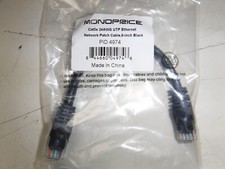 Cat5e Ethernet Network Patch Cable RJ45 350Mhz UTP Bare Copper 24AWG 0.5ft Black