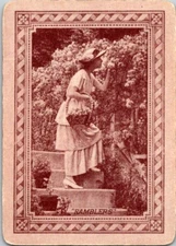 Antique Wide Swap Playing Card Named Ramblers. Lady Picking Flowers.