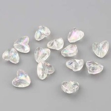 12MM AB Color Plated Clear Heart Acrylic Spacer Beads