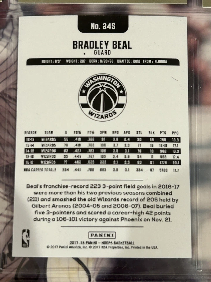 2017-18 Panini NBA Hoops Teal /125 Bradley Beal #245 Rare - Image 2 of 2