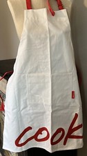 COOK Chef Apron Now Designs White Red BBQ Barbecue Grilling/Cooking/Baking NOS