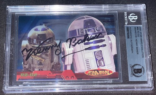 Kenny Baker "R2-D2" Topps STAR WARS Signed Autographed Rookie Card BAS BECKETT - Afbeelding 1 van 3