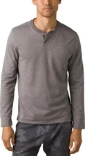 Prana Sol Defender Performance Long Sleeve Henley Shirt NWT Gray Hiking Mens XL