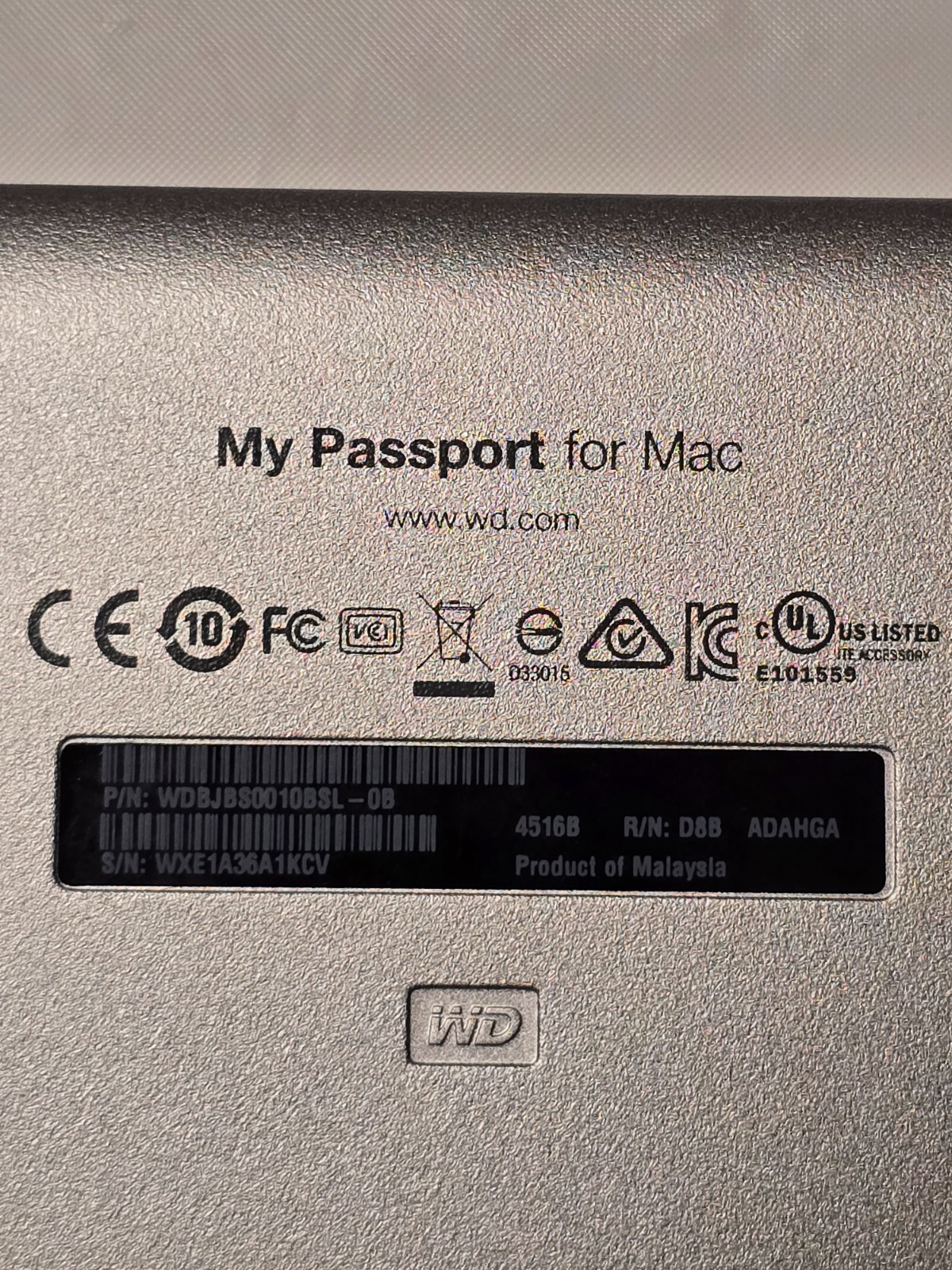 Western Digital 1TB Portable USB Hard Drive For Mac