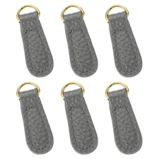 6pcs Zipper Pull, 1.57 Inch Litchi Leather Zipper Replacement Repair, Dark Gray