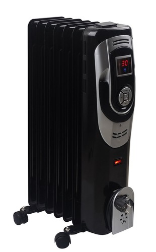 Optimus H6015l Black Digital 7 Fin Oil Filled Radiator Heater - Picture 1 of 1