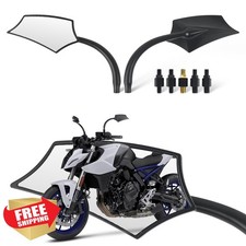 Universal M8 M10 Motorcycle Handlebar Mirrors Rear View Black