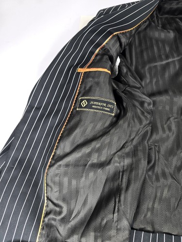 P&L 3 Piece Suit Mens 38R Black White Pinstripe Superior 150s High Tech Fabric - Picture 6 of 24