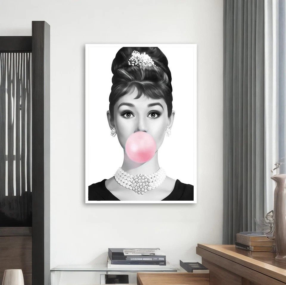 Поп-арт холст настенное искусство граффити Одри Хепберн жевательная резинка уличное искусство настенный декор - Изображение 3 из 4