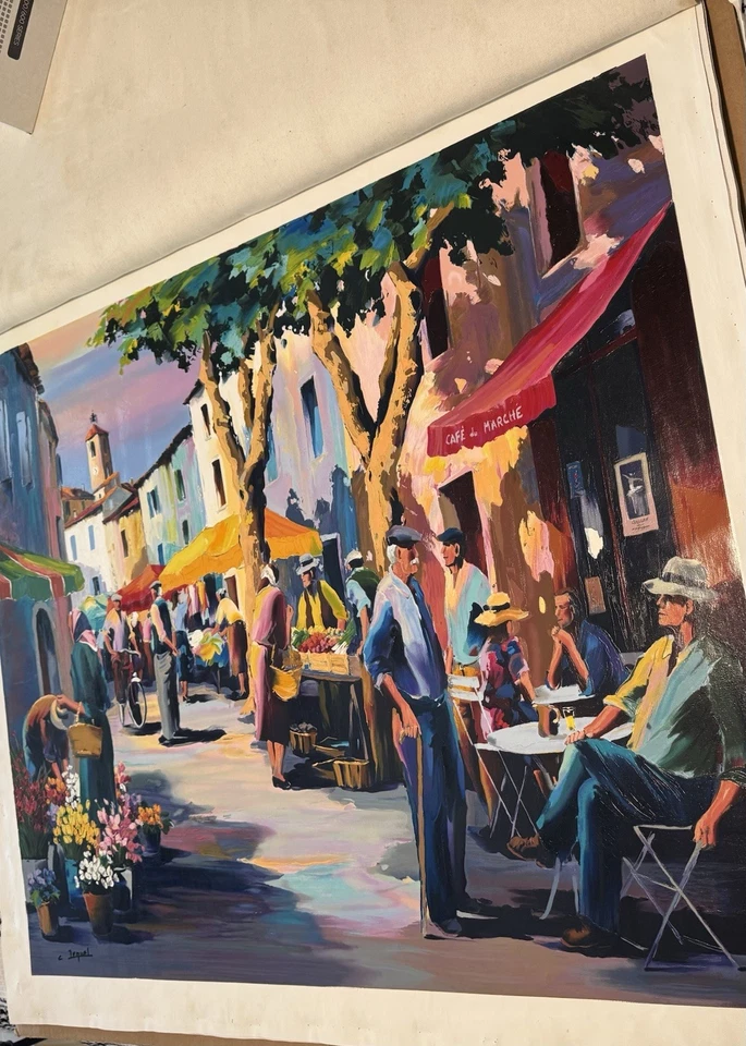 Christian Jequel “Cafe du Marche” 法国市场绘画 Serigraph — 第 4/4 张图片