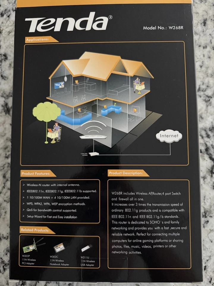 Tenda W268R 150 Mbps 4-Port 10/100 Wireless N Router - Image 3 of 3