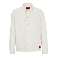 HUGO Mens Shirt White Casual Button-Up Top With Logo - Enalu Size S