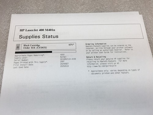 HP LaserJet Pro 400 M401dne Monochrome Laser Printer 74K Pg Ct Toner Included - Afbeelding 9 van 12