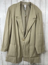Roaman’s Women’s 32W Beige Blazer Jacket Notch Collar Pockets Button Plus NWT