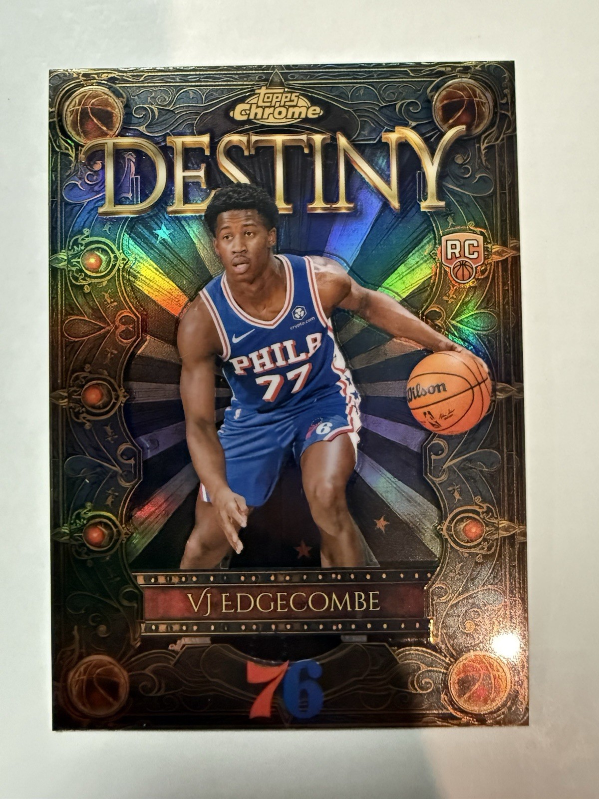 2025-2026 Topps Chrome Basketball VJ Edgecombe RC Destiny Refractor Insert 76ers