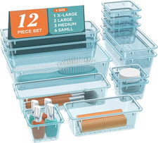 12-Piece Drawer Organizer Set, 4 Sizes Versatile Plastic Vanity Organizer for Ma