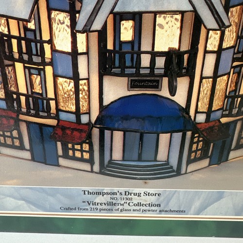 Forma Vitrum Thompson's Drug Store Stained Glass Light Up 11302 Ltd Ed/2000 RARE - Bild 3 von 9