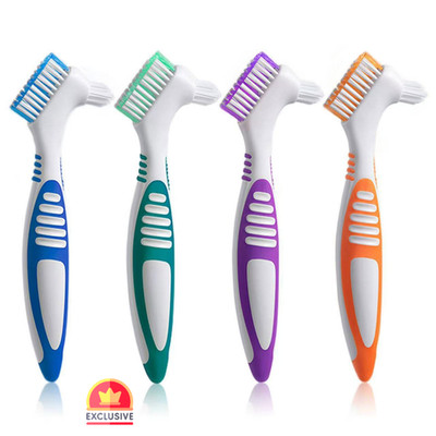 4Pcs Denture Brushes - Double Sided Toothbrushes for Cleaning Care